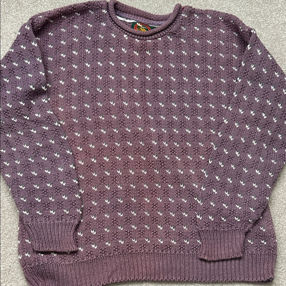 Alps Fine Women’s Apparel Size L Purple Sweater with White Pattern Vintage